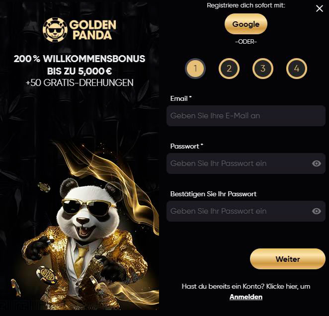Registrierung Golden Panda Casino